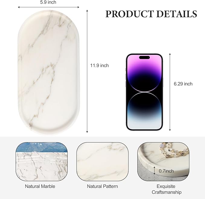 Koville White Marble Tray with Gold Pattern - Image 2