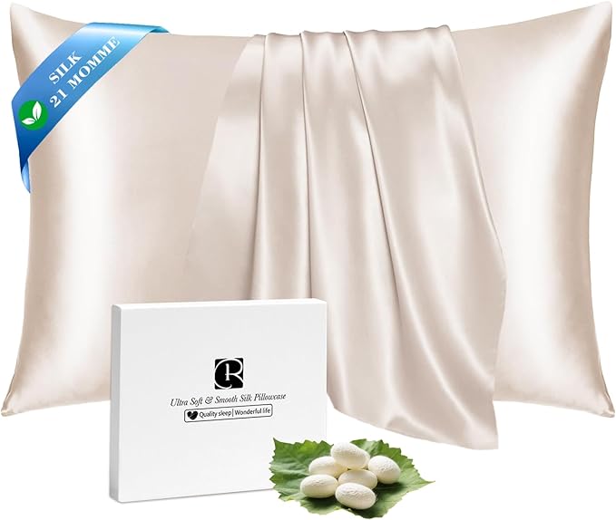 Ravmix Silk Pillow Cases with Zipper, 21 Momme Mulberry Silk Pillowcase by Ravmix