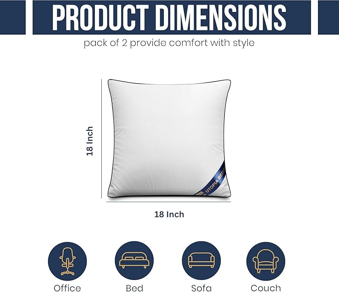 Utopia Bedding Throw Pillow Inserts, 18 x 18 Inches Decorative Indoor Pillows - Image 2