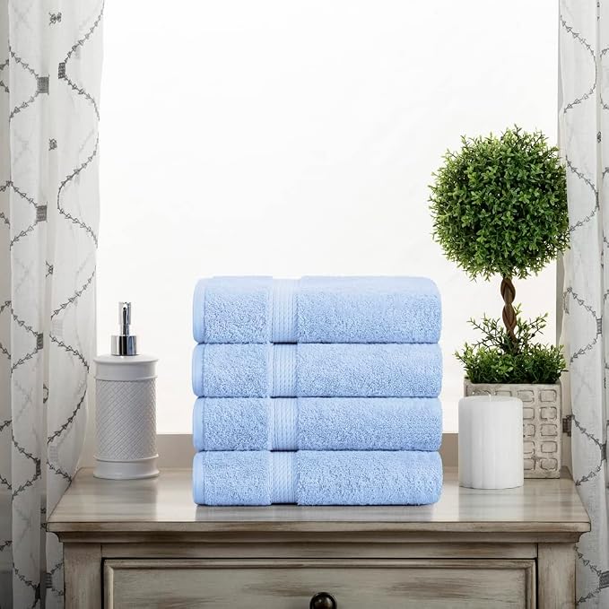 SUPERIOR Egyptian Cotton Pile Hand Towel Set of 4, Ultra Soft Luxury Towels - Image 7