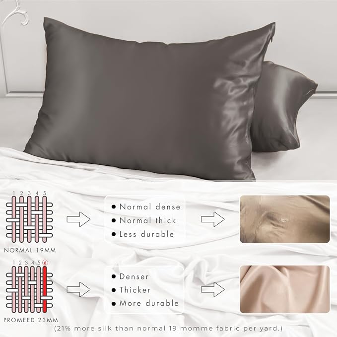PROMEED 23 Momme Grade 6A+ Mulberry Silk Pillowcase 2 Pack, 100% Natural Silk - Image 4