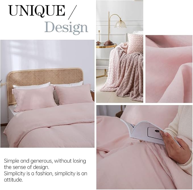 Simple&Opulence 100% Linen Duvet Cover Set 2pcs Basic Style Natural French - Image 5