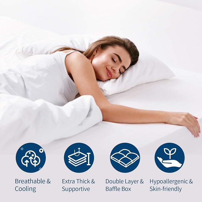 ELEMUSE Full Size Extra Thick Fusion Goose Down Feather Filled Mattress Topper - Image 7