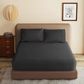 100% Egyptian Cotton Fitted Sheet Queen Size Black, 600 Thread Count 8-16" Deep by ZaizaiHome