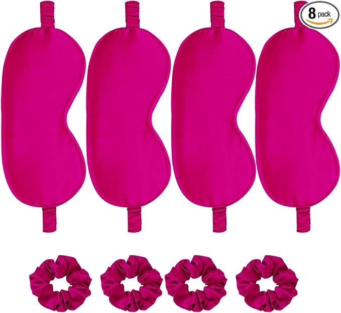 Satin Eye Mask 8Pcs Silk Sleep Masks Silky Blindfold Eyeshade Blackout Eyes by WJingYiJia