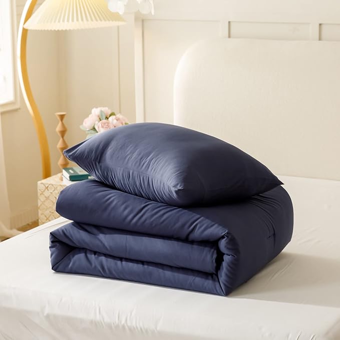ROSGONIA King Size Comforter Set Navy Blue, All Season Bedding Soft Lightweight - Image 7