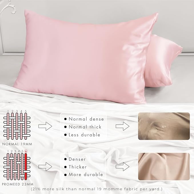 PROMEED 23 Momme Silk Pillowcase 2 Pack, Both Sides 100% 23 Momme Mulberry Silk - Image 4