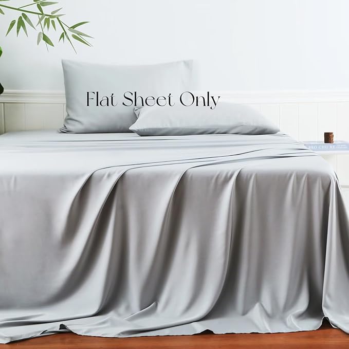 Bamboo Viscose Flat Sheets Only, 400 Thread Count Sateen Weave Queen Size Flat - Image 2