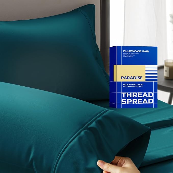 Thread Spread 100% Egyptian Cotton King Size Pillow Cases Set of 2 by THREADSPREAD