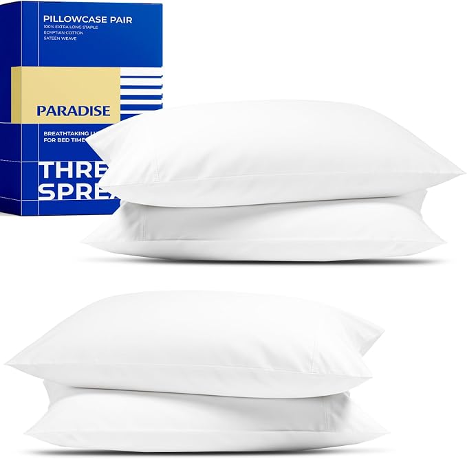 Thread Spread 100% Egyptian Cotton King Size Pillow Cases Set of 4 by THREADSPREAD