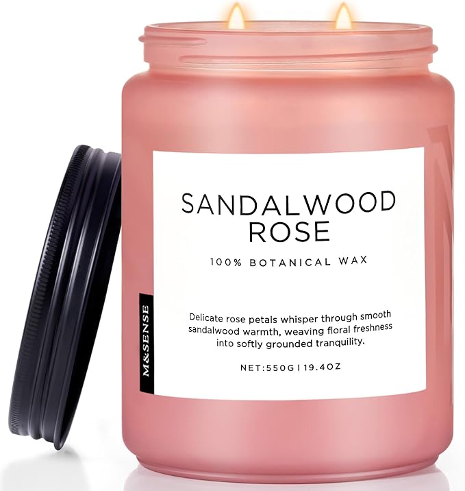 M&SENSE Sandalwood Rose Scented Candle 19.4oz 110 Hours Long Lasting Burn by MSENSE