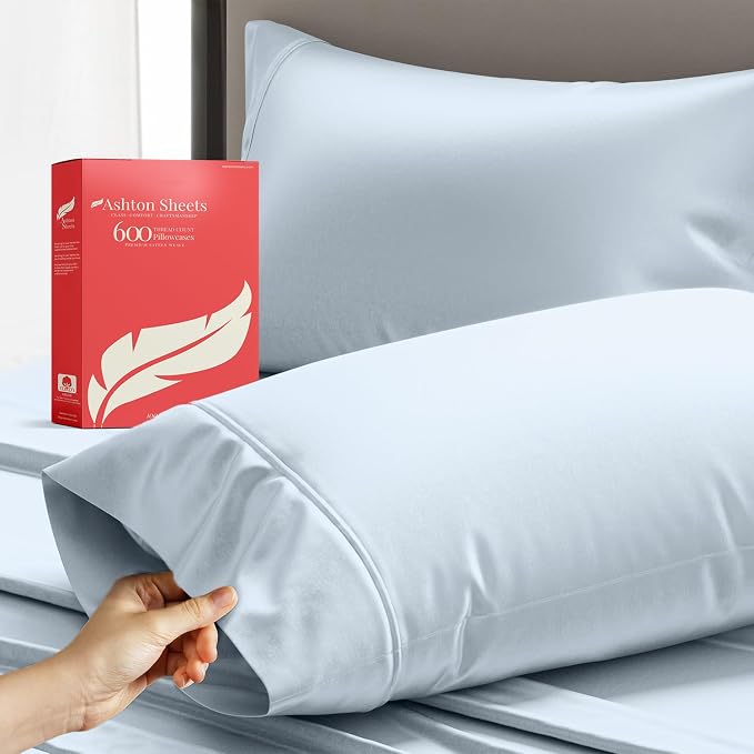 100% Egyptian Cotton Queen/Standard Pillow Cases Set of 2 by AshtonSheets