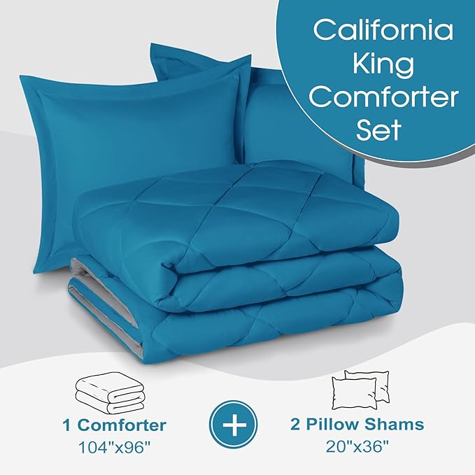 Basic Beyond California King Comforter Set, Algiers Blue/Charcoal Gray - Image 6
