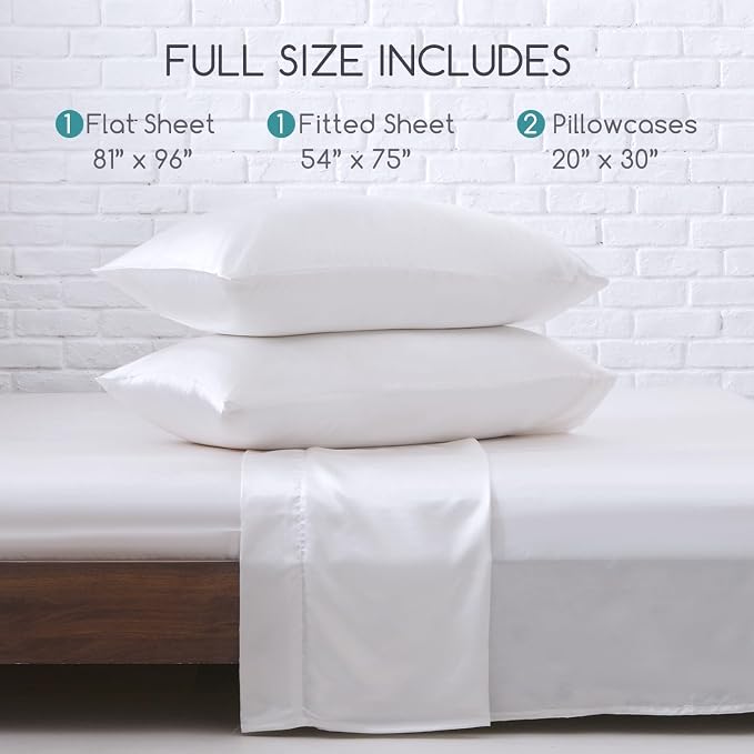 MR&HM Satin Bed Sheets, Full Size Sheets Set - Image 7
