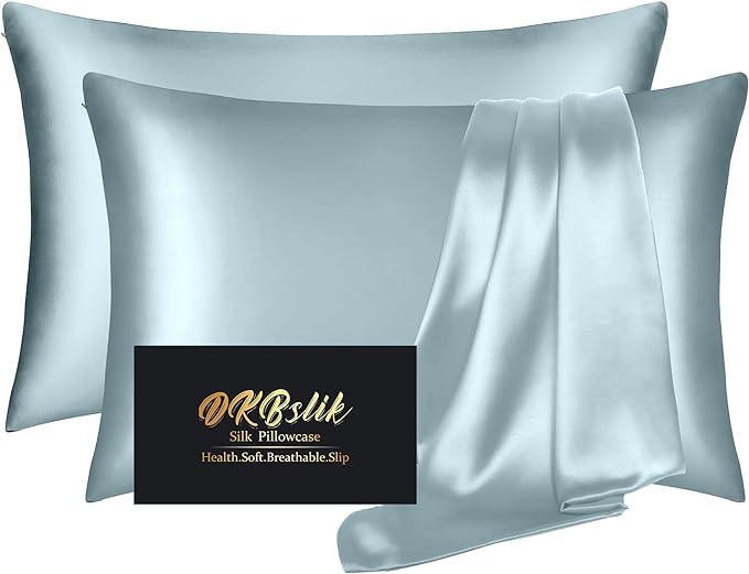 DKBslik Silk Pillowcase 2 Pack, Natural Mulberry Silk Pillow Case, Anti Acne by HOME