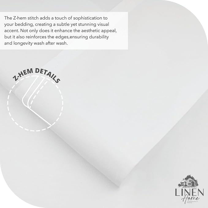 Linen Home 100% Cotton Percale Sheet Set, Twin Size, Snow White, Deep Pocket - Image 3