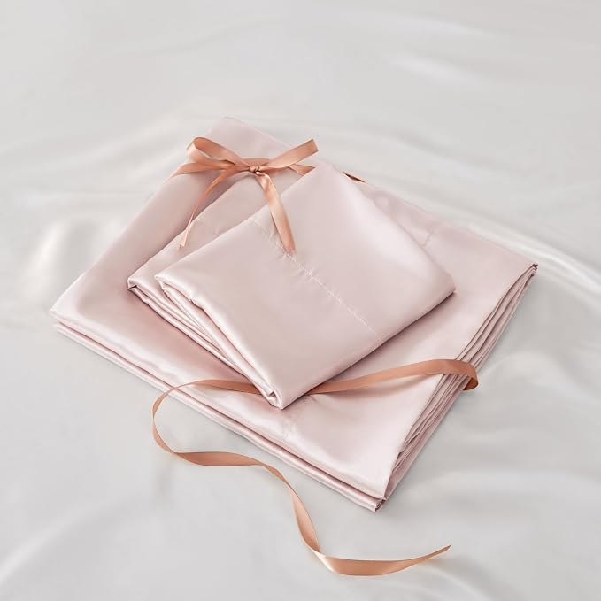 BEDELITE California King Sheets Set, Luxury Soft Pink Satin Sheets - Image 7