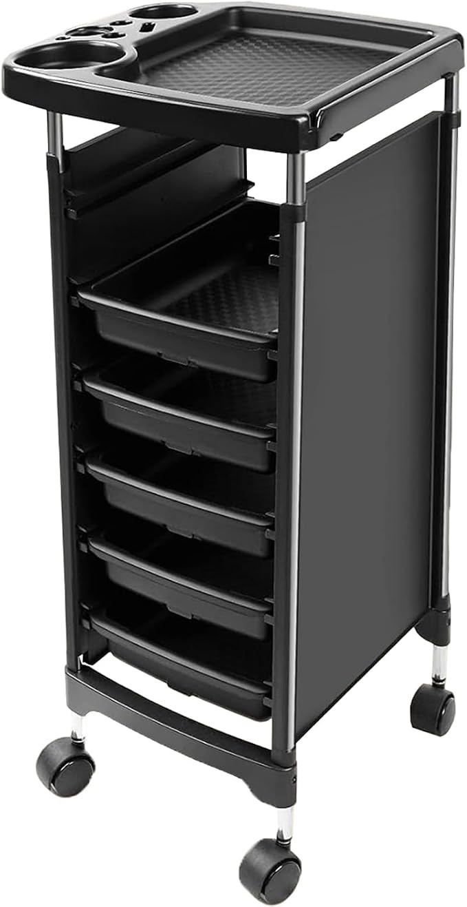 Salon Trolley Cart with Wheels & 5 Drawers, Salon Rolling Stations by Roixeeds