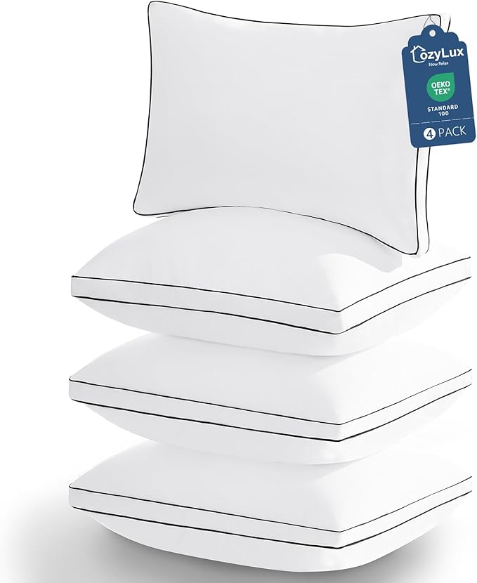 CozyLux Pillows Standard Size Set of 4, Soft Supportive 3D Down Alternative Bed by CozyLux