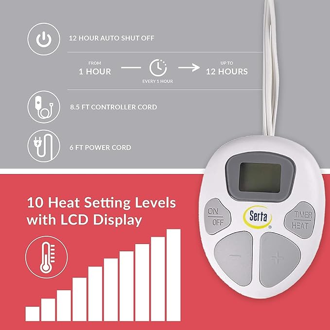 Serta Luxuriously Soft Plush Electric Blanket Fast Heating Cozy Cover, Safety - Image 3