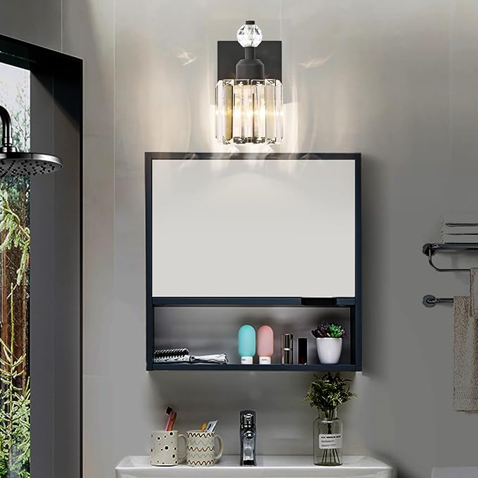 PRESDE 1-Light Bathroom Vanity Light, Modern Matte Black Wall Sconce - Image 3
