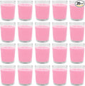 Set of 20 Pink Votive Candles Clear Glass Filled Unscented Soy Wax Candle by BERYSCEN
