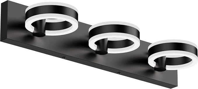 LED Bathroom Light Fixtures, 24inch Black Vanity Lights, Modern 3 Light Acrylic - Image 8