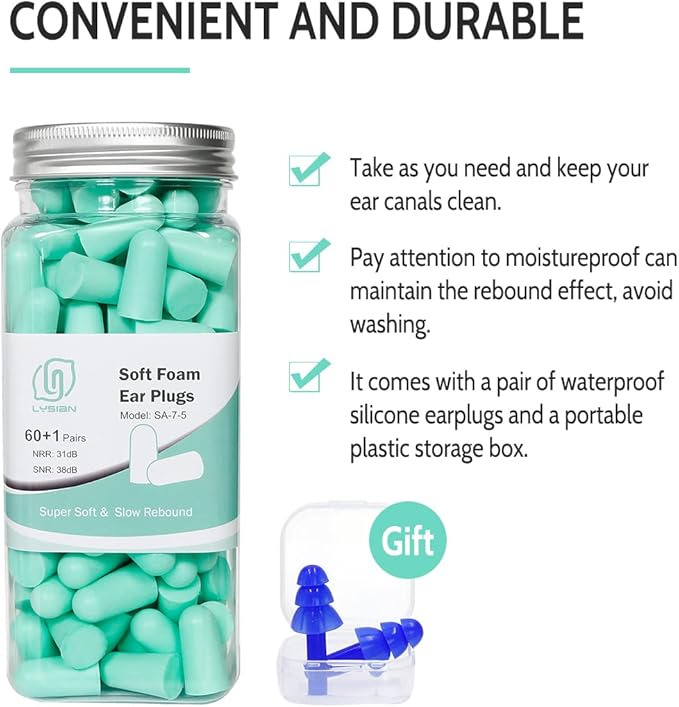 LYSIAN Ultra Soft Foam Earplugs - Image 5