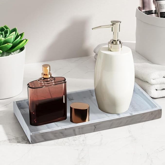 2PCS 7.87” L x 3.93” W Silicone Soap Dispenser Trays, Bathroom Sink Vanity Tray - Image 6