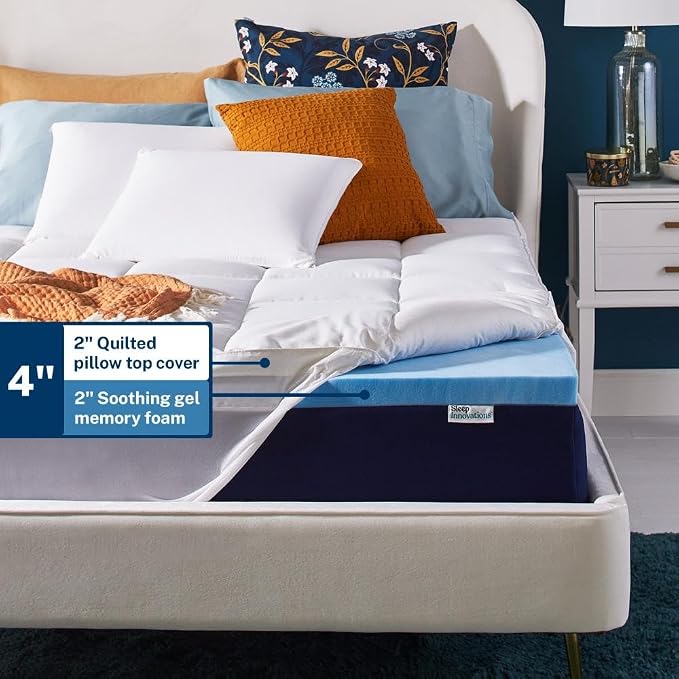 Sleep Innovations Dual Layer 4 Inch Memory Foam Mattress Topper, Full Size - Image 4