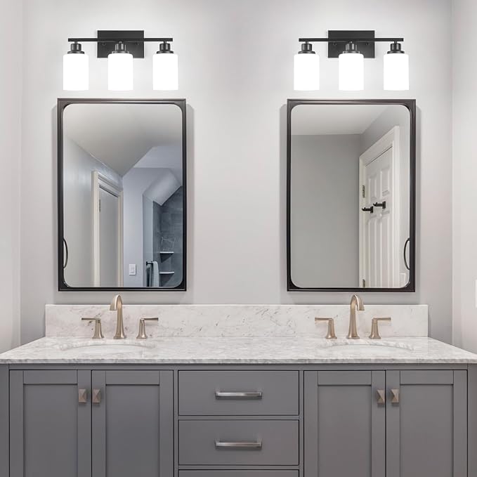 3-Light Black Bathroom Light Fixture Over Mirror, Modern Farmhouse Vanity Light - Image 4