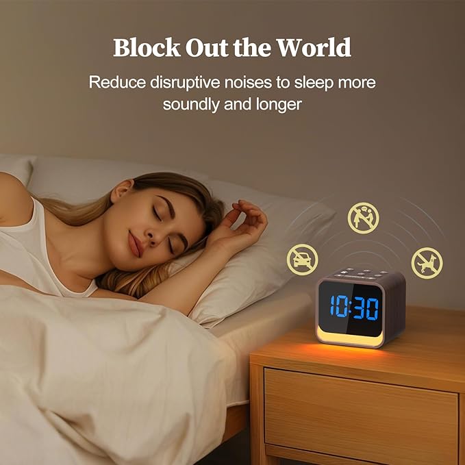 Housbay Wooden Sound Machine Alarm Clock - Image 3