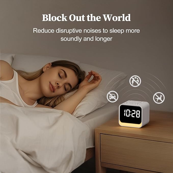 HOUSBAY Wooden Sound Machine Alarm Clock - Image 4