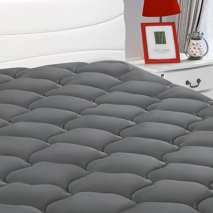 LEISURE TOWN Cotton King Mattress Pad Fitted Quilted Mattress Cover Pillow Top by LEISURETOWN