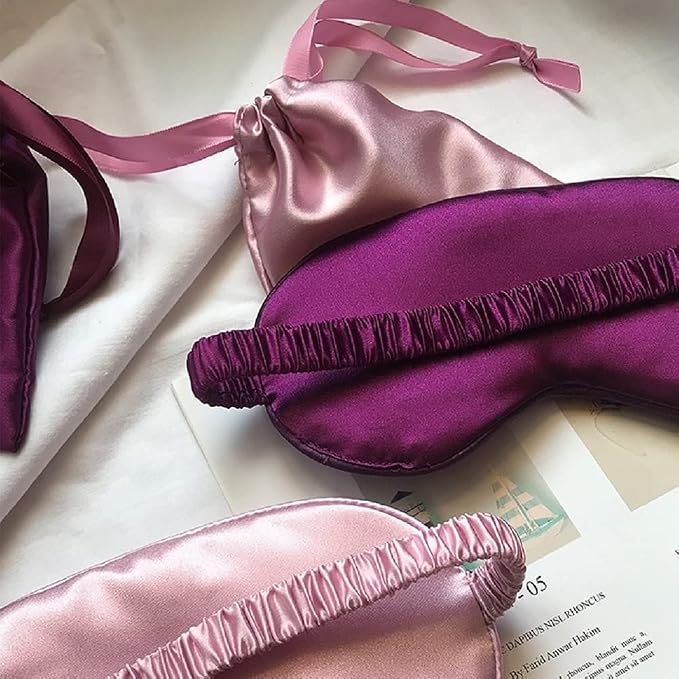 Silk Satin Sleeping Eye Mask, Dark Purple Sleep Eye Mask Night Blindfold - Image 7