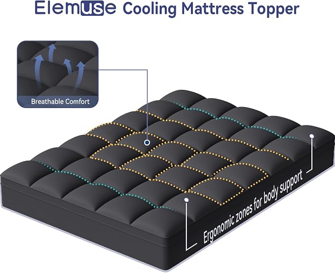 ELEMUSE Full XL Black Mattress Topper - Image 2