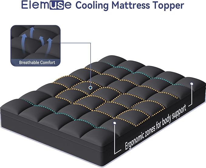 ELEMUSE King Black Mattress Topper - Image 2