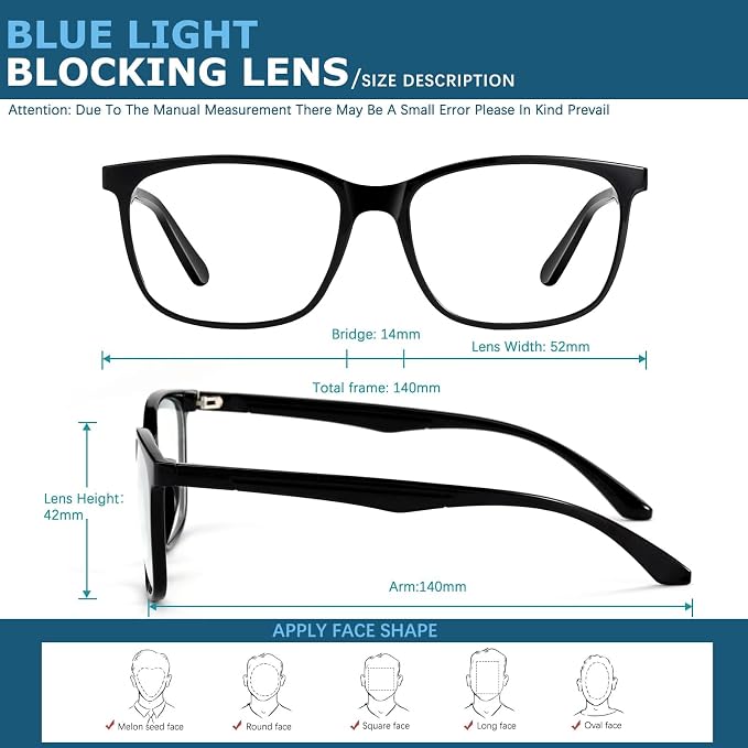 Oilway Blue-Light Blocking Glasses Computer Reading/Gaming/TV/Phones Glasses - Image 2