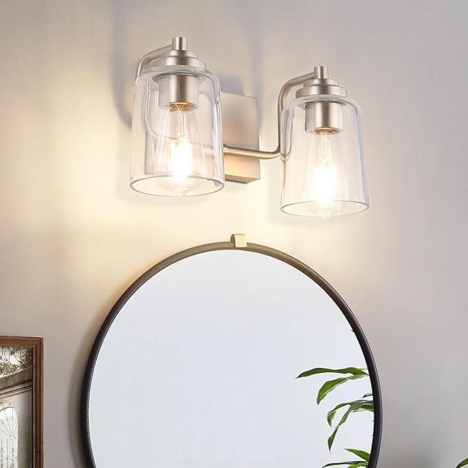 SOLFART Brushed Nickel Vanity Light 2 Light Bathroom Vanity Light Bathroom - Image 2