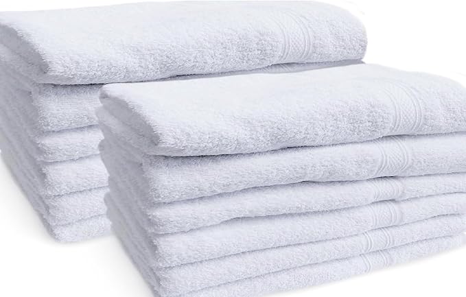 Towels N More 12 Pack 20x40 White Gym Towels, Small Bath Towels by TowelsNMore