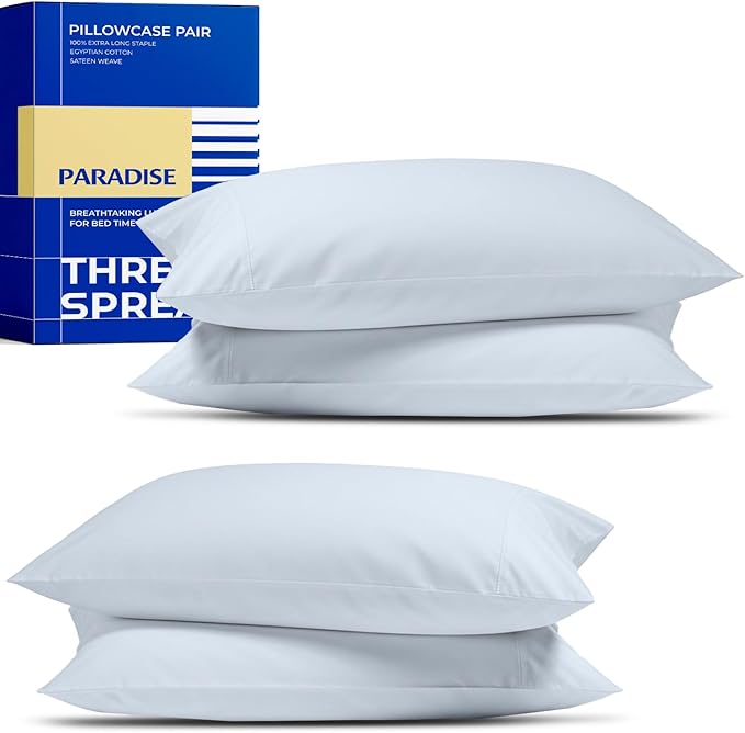 Thread Spread 100% Egyptian Cotton Pillow Cases Queen Size Set of 4 by THREADSPREAD