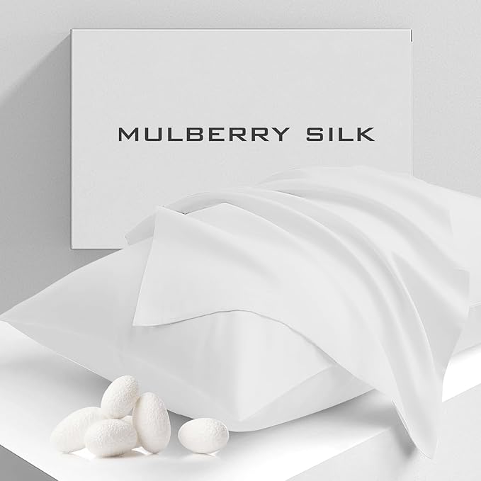 Cobnom Pure Mulberry Silk Pillowcases Set of 2, King Size by ComfortBeyondNormalRedefineYourComfortZone