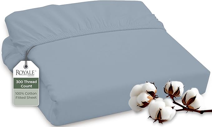 ROYALE LINENS 300 Thread Count 100% Long Staple Combed Cotton Fitted Sheet Full by ROYALELINENS