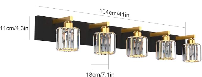 Aipsun Crystal Bathroom Vanity Light Black Vanity Lighting fixtures 5 Lights - Image 7