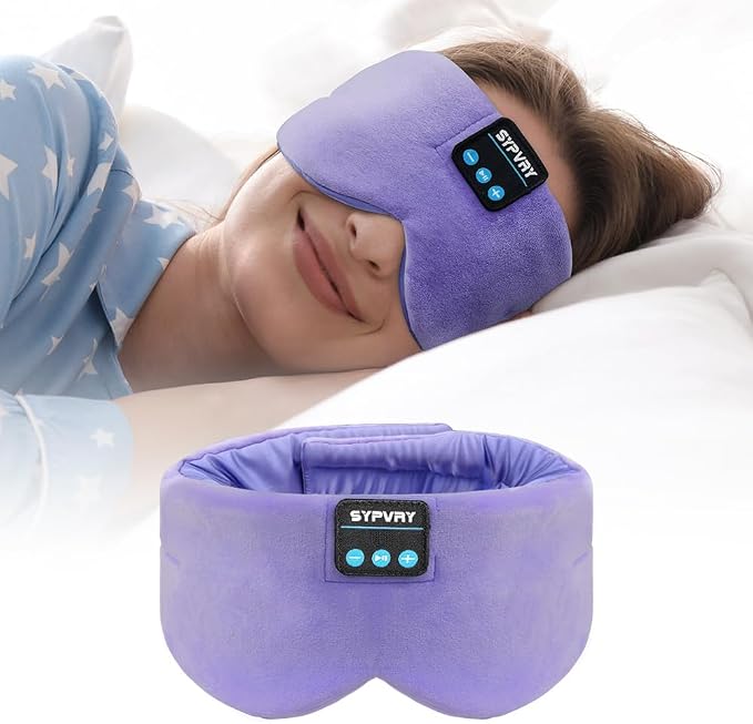 Sleep Mask Bluetooth 5.4 Headphones Soft Wireless Headband Eye Mask Blackout by SYPVRY