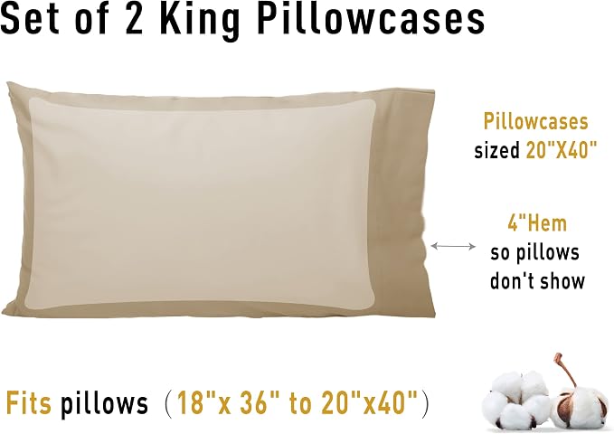 Sunflower King Pillowcases Set of 2, 100% Cotton King Size Pillow Cases 2 - Image 8