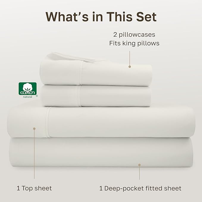 California Design Den Soft 100% Cotton King Sheet Set, 400 Thread Count Good - Image 4
