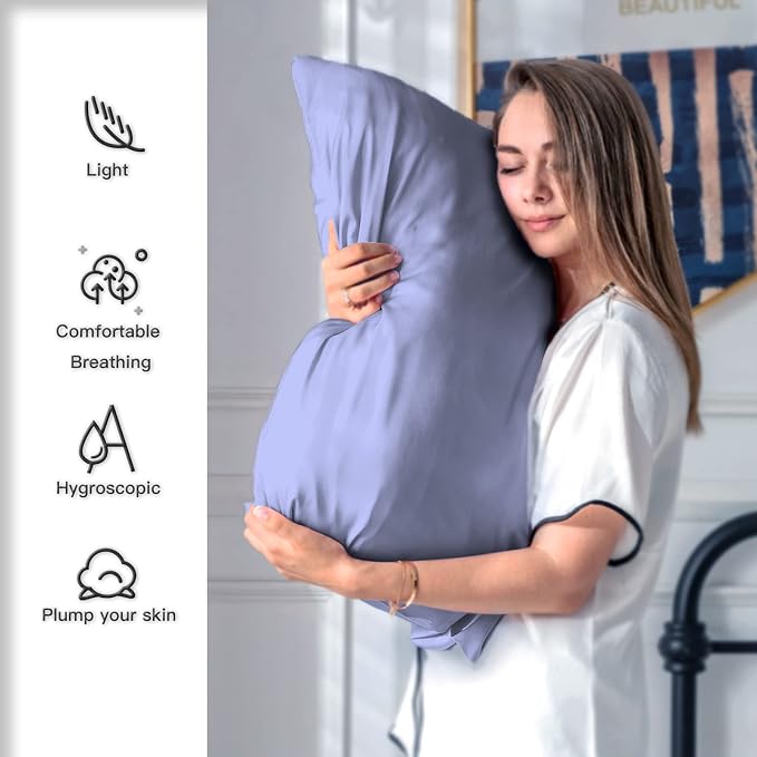 Silk Pillow Cases 2 Pack, Soft Breathable and Sliky Standard Size Pillow Cases - Image 3