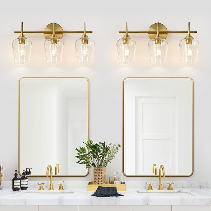 MOKATNG 3-Light Bathroom Light Fixtures, 19.5 Inch Brushed Gold Vanity Lights - Image 5