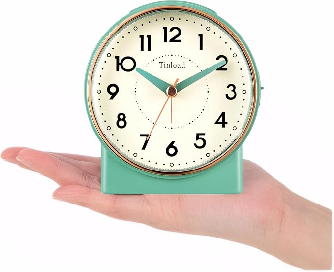 Tinload 4.3" Retro Analog Alarm Clock, Vintage Decor, No Ticking Silent - Image 3